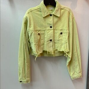 POL Women's Light Yellow Frayed Hem Jacket